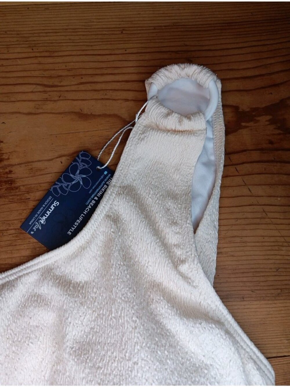 Summer Mae Maternity Swimsuit SZ M Cream One Piece One Shoulder Ribbed Pregnancy - Picture 3 of 7